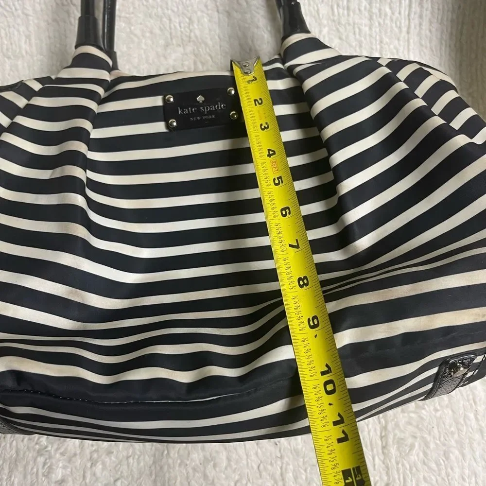 Kate Spafe large black & white striped Nylon diaper bag/travel bag
